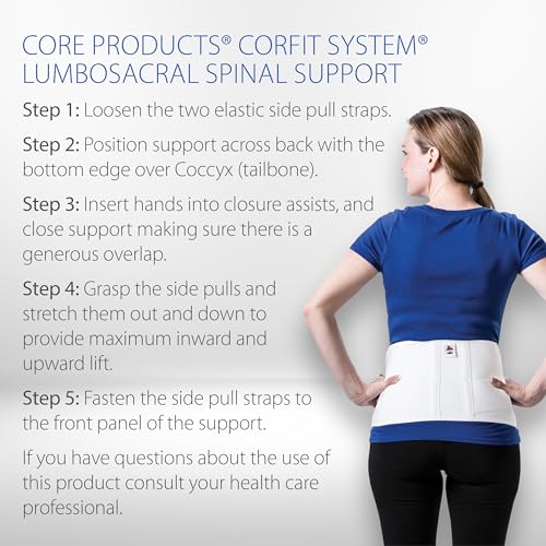 Core Products Corfit LS Lumbar Support Adjustable Back Brace for Pain Relief, Men/Women - White, 3XLarge