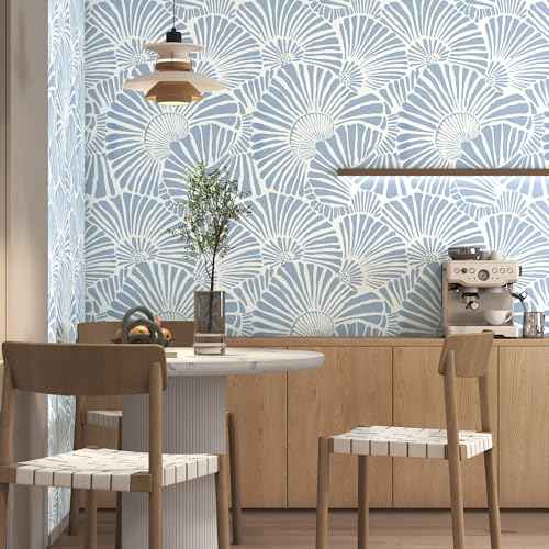 White and Blue Wallpaper Peel and Stick Wallpaper Boho 17.3"¡¿78.8" Modern Wall Paper Removable Self Adhesive Wallpaper for Bedroom Blue Contact Paper for Cabinets Drawers Shelf Home Decor Vinyl Film