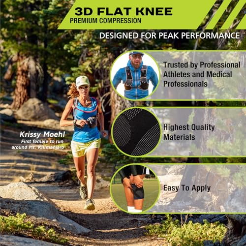 Pro-Tec Athletics 3D Flat Knee Support, Advanced Flat Knit Technology for Custom Fit, Breathable Stretch Fabric for Optimal Support, Medical Grade Compression, Ideal for Active Use, Small
