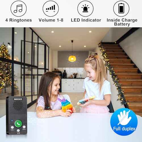 Doorbells, Hands Free Wireless Doorbell Intercom Upgrade, Waterproof Full Duplex Door Bell 1000 Feet Two Way Communication with 4 Chimes, 8 Level Volume & LED Flash, Black
