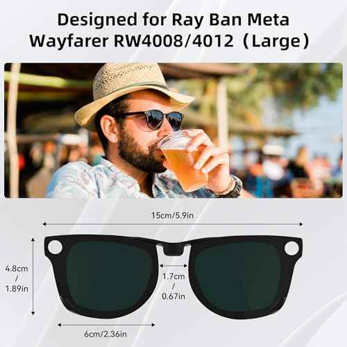 2Pcs Polarized Clip for Ray-Ban Meta Wayfarer RW4008 & Gen 2 RW4012 Large (53-22), Discoloration Clip-on Compatible with Meta Wayfarer Gen 2 Protect Your Eyes, Cool and Fashion (Yellow+Green)
