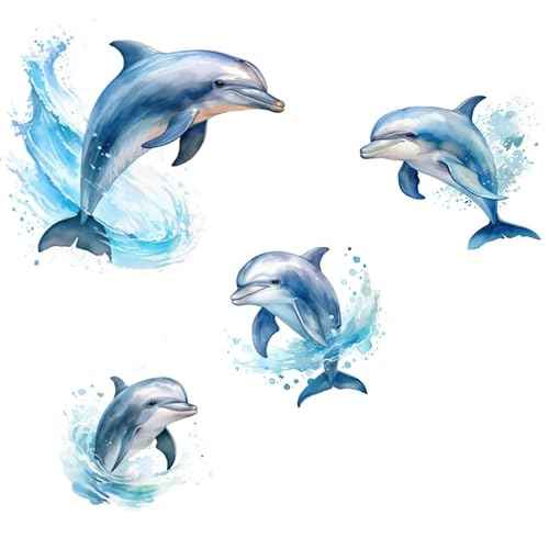 Large Dolphin Wall Decals Peel and Stick Waterproof, Big Dolphin Wall Stickers Murals Removable