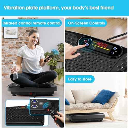 SoftGym Vibration Plate Exercise Machine for Lymphatic Drainage,Power Vibrate Stand Shake Board 450 Lbs Capacity Whole Body Workout Waver with Fitness Resistance Bands Weight Loss Gifts for Women Men