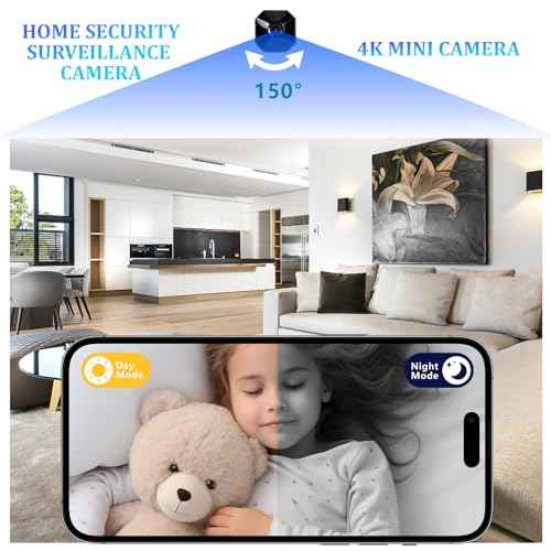 4K Camera - HD Nanny Cam for Indoor, Office, Pet - Mini Camera with App, HD Night Vision, Motion Detection Alert, Cloud & SD Storage