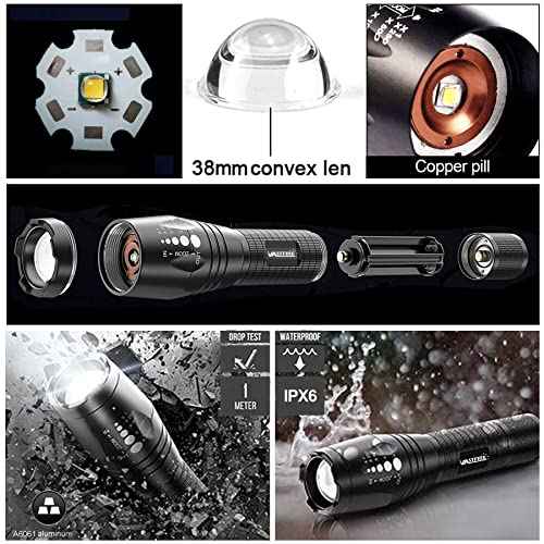 VASTFIRE 350 Yard Green Hunting Light Zoomable Flashlight Hog Predator Lights with Pressure Switch Picatinny Rail Mount 1 Inch to 30mm Scope Mount Gift Carrying Case