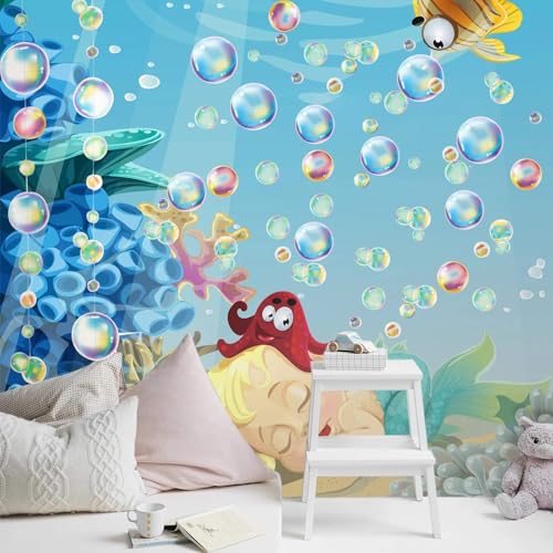 Cheerland Bubble Window Decal for Walls Under The Sea Wall Decals Party Decorations Bubble Stickers Vinyl Cutouts Removabl Mermaid Birthday Decoration Ocean Bathroom Decor Theme Supply