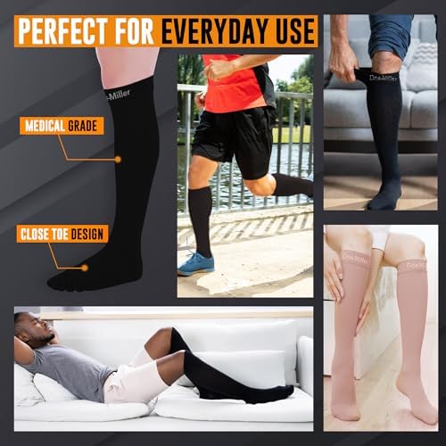 Doc Miller Closed Toe Compression Socks for Women and Men, 30-40 mmHg Medical Compression Socks