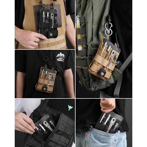 VIPERADE VE4 Tool Pouch, Nylon Pocket Organizer with 2 Pockets and 4 Small Tool Storage EDC Gears, Best Gift to Keep Organized, Hold Your Flashlight/Pocket Knife, Tactical Pen, Notebook