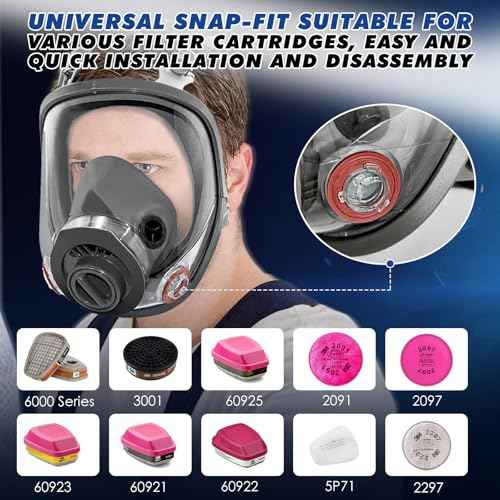Full Face Gas Masks Survival Nuclear and Chemical, Reusable Full Face Respirator Gas Mask with Activated Carbon Filter