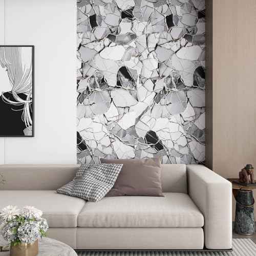 LaCheery White Gray Black Marble Contact Paper for Countertops Kitchen Counter Top Peel and Stick Waterproof Marble Wallpaper for Bathroom Countertop Vinyl Wrap Cabinets Walls Removable Roll 15.8"x80"