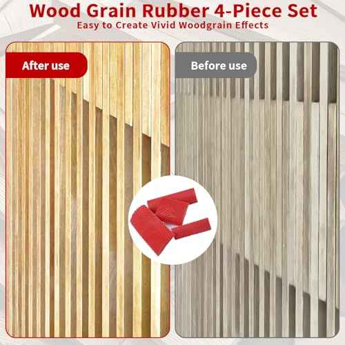 4 PCS Wood Grain Tool£¬Rubber Wood Graining Painting Tool, DIY Grain Painting Tool for All Surfaces and Wall Room Art Decoration, Household Wall Art Paint