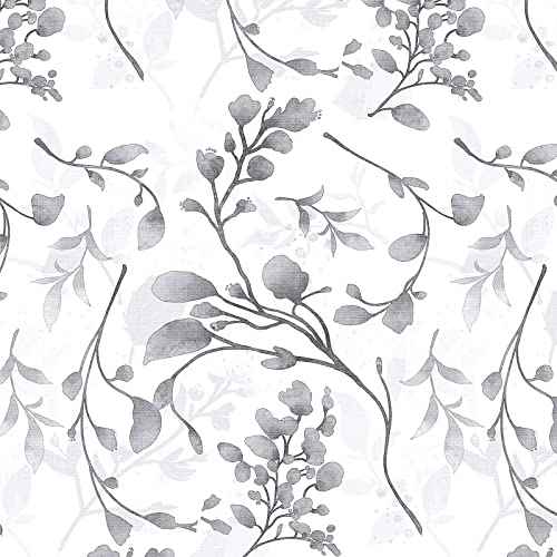 Orainege Gray Floral Wallpaper Peel and Stick Wallpaper Self Adhesive Floral Contact Paper Waterproof 17.7 in ¡¿118.1 in Removable Wall Paper for Bedroom Bathroom Cabinets Decor
