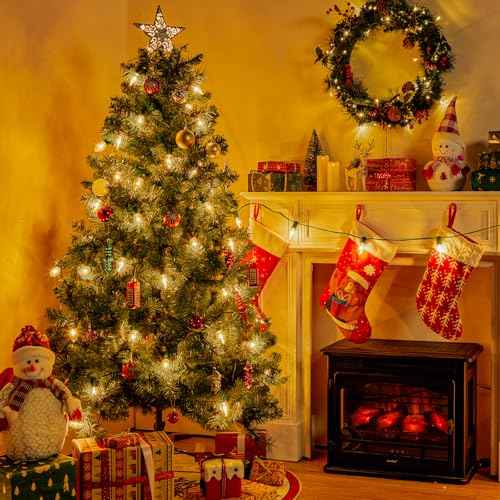 Minetom C9 Clear Christmas String Lights, 50FT 50 Bulbs Bright & Warm Outdoor Christmas Lights, Long Life C9 String Lights for Tree Patio Gazebo Wreath, Green Wire