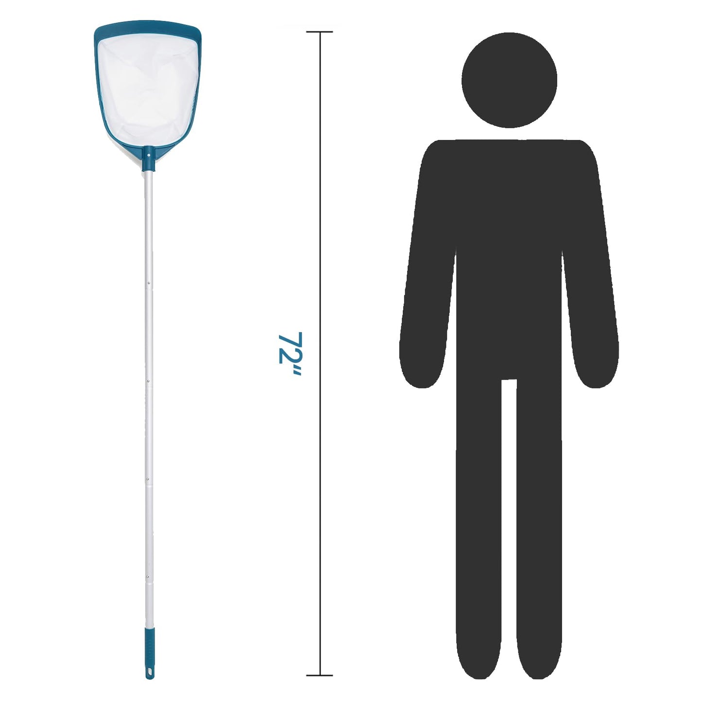 POOLWHALE Upgrades Swimming Pool Leaf Net Skimmer Rake with Adjustable Aluminum Pole and Nylon Medium Fine Mesh for Cleaning Swimming Pools, Hot Tubs, Spas and Fountains