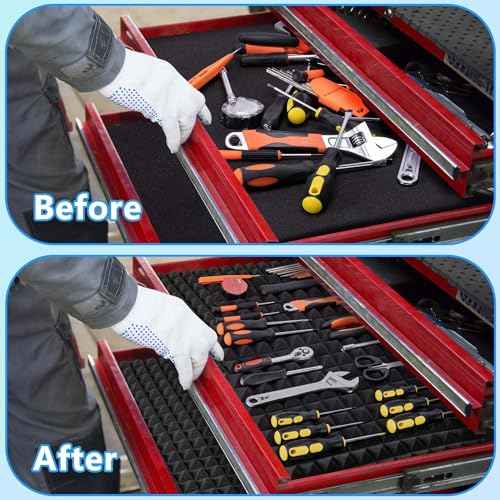 DECOHS 3 Pcs Toolbox Organizer Foam Inserts Sheets, 30 x 22 Inch Non-Slip Tool Drawer Liners, Foam Tool Box Liner for Drawer Box Cases Cabinet Workbench