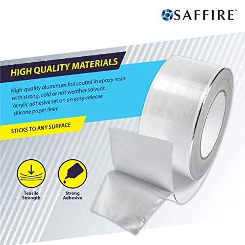 Saffire Heavy Duty HVAC Professional Aluminum Foil Tape 3-inch x 150 feet - Hot and Cold Air Ducts, Insulation and More (6 Pack)
