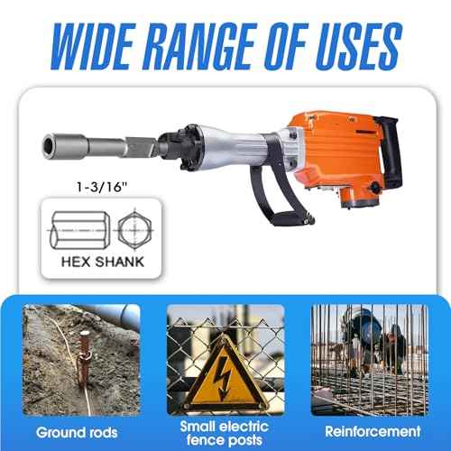 Pisman Hex Shank Ground Rod Driver for Jack Hammer, Hammer Drill Grounding Rod,Jackhammer Bit Aapter for Hex Demolition Jackhammer and 1-3/16" Hex-Shank