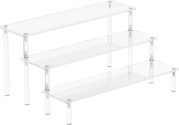 Aredpoook Acrylic Display Risers, 3 Tier Perfume Organizer Stand, Clear Cupcake Stand Holder, Large Shelf Risers for Figures, Dessert Shelves for Party, Display Shelf for Decoration and Organizer