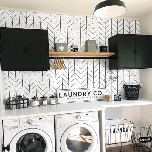 LXCREAT Black and White Peel and Stick Wallpaper for Laundry Forgiving Removable Stripes Contact Paper 17.71" X 118" Self Stick Wall Paper Peel and Modern Vinyl for Bedroom