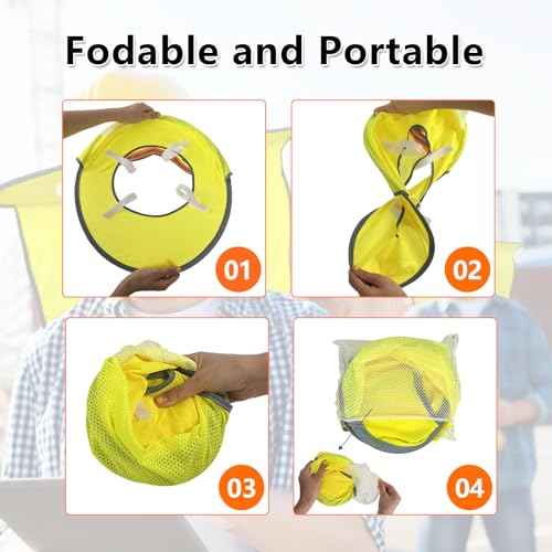 12Pcs Hard Hat Sun Shade Full Brim Mesh Neck Sun Shield Hard Hat Visor Cover with Reflective Strips Hard Hats Accessories for Construction Sites - High Visibility Yellow (Hard Hats Not Included)