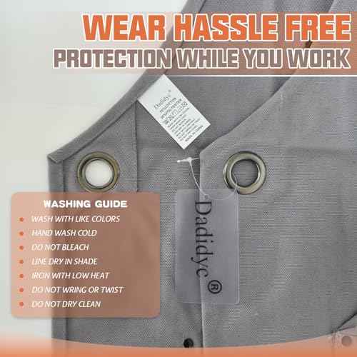 Adjustable Work Apron for Men,Heavy Duty Canvas Shop Apron Crossback with Tool Pockets (Grey)
