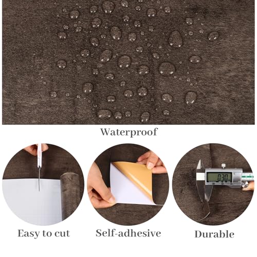 VaryPaper 15.7" x 78.7" Industrial Brown Concrete Wallpaper Peel and Stick Textured Concrete Contact Paper for Countertops Waterproof Self Adhesive Lime Wash Cement Wall Paper for Bedroom Bathroom