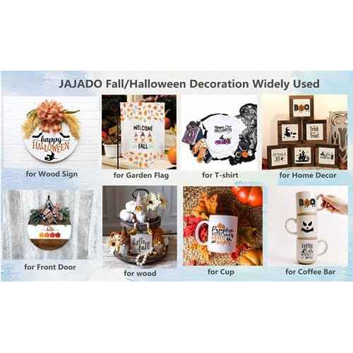 JAJADO Self-Adhesive Silk Screen Stencils Autumn Pumpkin Truck, Screen Print Stencil Reusable Mesh Transfers Chalk Paste Stencil Paint on Wood, Pumpkins Fall Wooden Sign, Farmhouse Home Decor Autumn