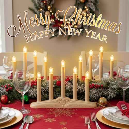 VIHOSE 4 Pack Electric Window Candles Plastic Christmas Flameless Electric Candolier with 5 Lights Indoor Waterproof LED for Yard, Garden Decoration