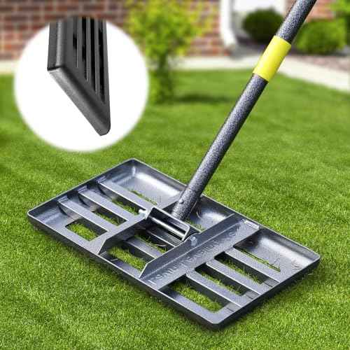Lawn Leveling Rake, Heavy Duty 17" x 10" Stainless Steel Lawn Leveler for Soil Dirt Leveling Spreading,72" Adjustable Long Handle,Golf Field,Lawn,Tight Spot Landscaping Tool,Ground Leveler for Yard