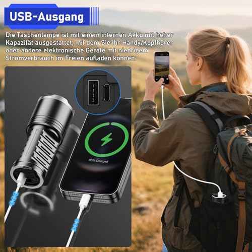 JAY-PARK LED Flashlights High Lumens - 10000 LM, Built-in 10800mAh Rechargeable Battery and LCD Power Display, 5 Lighting Modes, Zoomable, for Home, Emergency