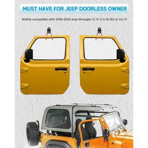 Xislet 4Pcs Jeep Door Hangers Jeep Wall Mount for Door Storage Hangers Compatible with 1956-2025 Jeep Wrangler CJ YJ TJ LJ JK JKU JL JLU JT, Removable Door Storage Holder Garage Hooks Heavy Duty