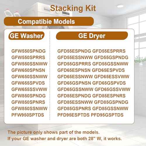 Stacking Kit Compatible with GE Washer Dryer Stack Bracket Kit,Fit For GE Washer GFW550 650 655 850 950 For GE Dryer GFD55 65 85 95, For 28 inch GE Washer and Dryer Stacking Kit