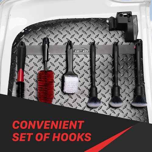 Maxshine Universal Detailing Brush Hanger - 6 Organizer Hooks, Lightweight Wall-Mounted Design for Auto Detailing Supplies, Ideal for Garage & Mobile Use (Logo, 2, Count)