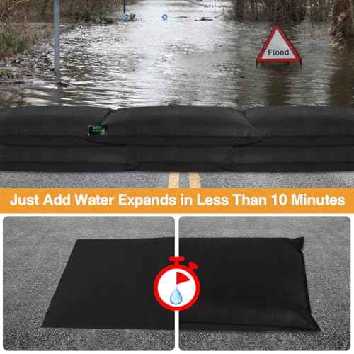 MFR Water Activated Flood Bags for Flooding, Home, Doorway, Driveway, Garage Sandless Sand Bags for Anti Flood Barrier 2ft x 1.3ft, 6-Pcs