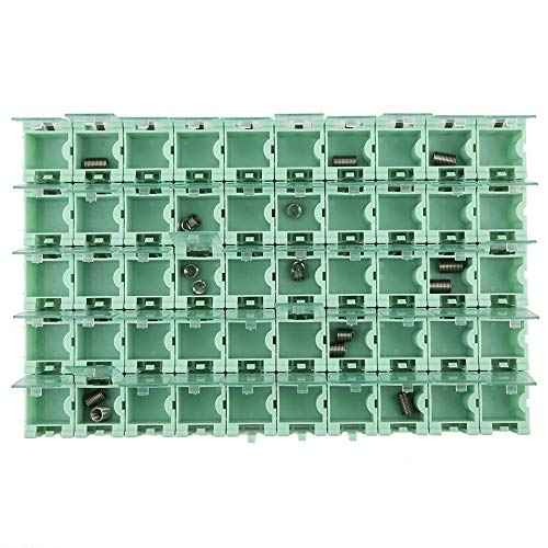 50pcs/Set Green SMT SMD Container Box, Electronic Components Parts Storage Case with Transparent Lid, Mini Component Assortment Storage Box, Tool Organizers