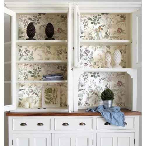 Erfoni 17.7"x118" Floral Peel and Stick Wallpaper Boho Floral and Leaf Contact Paper for Cabinets Decorative Wallpaper Flower Modern DIY Self Adhesive Removable Wall Paper Covering Bedroom Wall Vinyl