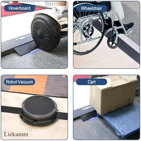 LIEKUMM 3/4" Rise Rubber Threshold Ramp – 1500 lbs Load Capacity Non-Slip Ramp for Doorways, Cuttable Rubber Ramp with Adhesive, Indoor Outdoor Wheelchair Curb Ramp