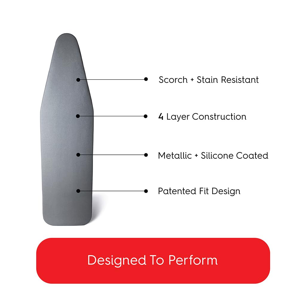 TIVIT AlumiTek Ironing Board Cover, Fits Small Boards 12×42 & 13×43, Made in Italy, Alumitek PRO Heat-Reflective, Thick 4-Layer Padding, Scorch & Stain Resistant d