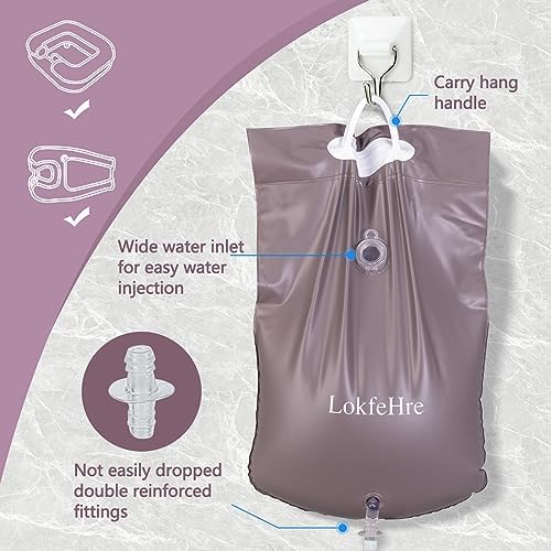 Bedside Shower Water Bag - 2.5 GL Portable Water Shower Bag For Hair Washing In Bed. Use with Inflatable Shampoo Basin, Inflatable Hair Washing Basin, Inflatable Bathtub For Elderly(Brown)