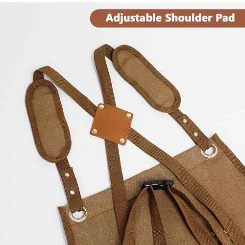 Men's Woodworking Apron with 9 Tool Pockets, Durable Heavy Duty Canvas Work Apron with Adjustable Straps