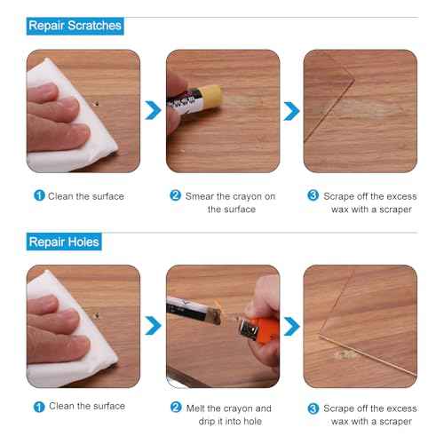 PATIKIL Furniture Repair Crayons, 6 Pcs Wax Wood Filler Sticks Wood Wax Crayons for Scratches, Wood Floor, Holes, Tables, Milky White