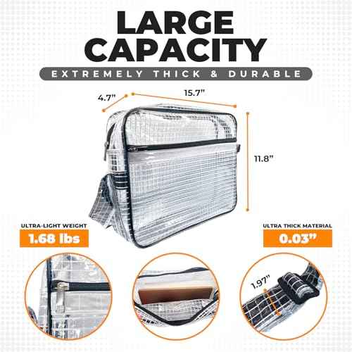 Engineer Bag,15.7 Inches Transparent ESD Anti-Static Shoulder Bag, Cleanroom Tool Bag, Thick PVC, 15L Capacity