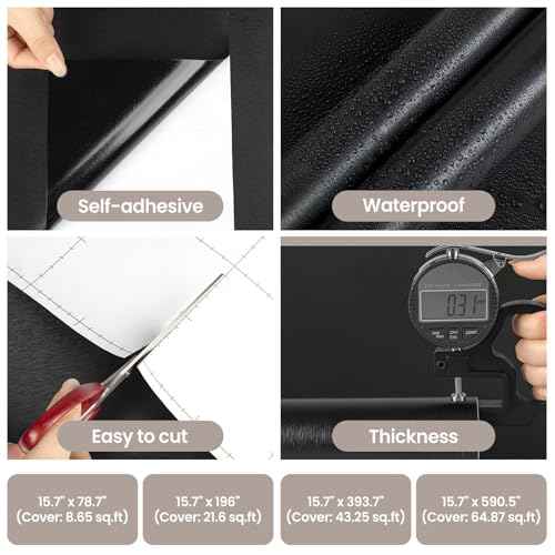 LXCREAT Refrigerator Appliance Wraps Peel and Stick Wallpaper Black Metallic Brushed Stainless Steel Contact Paper Heat Resistant Self-Adhesive Wallpaper for Dishwasher Oven 15.7" X 78.7"