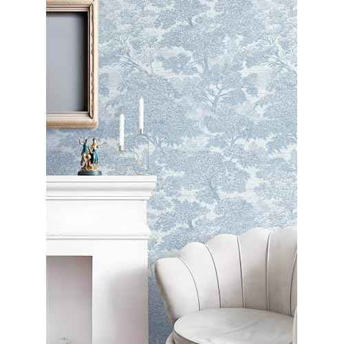 Safiyya Peel and Stick Wallpaper Blue Tree Contact Paper 78.7" x 17.3" Wall Paper Modern Forest Self Adhesive Removable Wallpaper for Bedroom Bathroom Vinyl Rolls