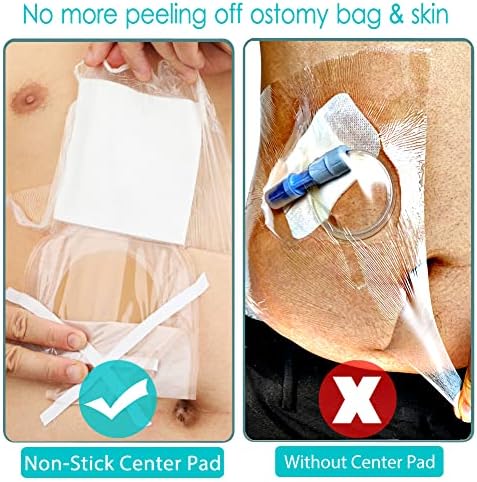 Ostomy Shower Cover Waterproof Ostomy Bag Covers Shower Guard Stoma Shower Shields Colostomy Bathing Bags Shower Protector Adhesive Bandage with Non-Stick Pad for Showering 12"x16" 14 Pcs