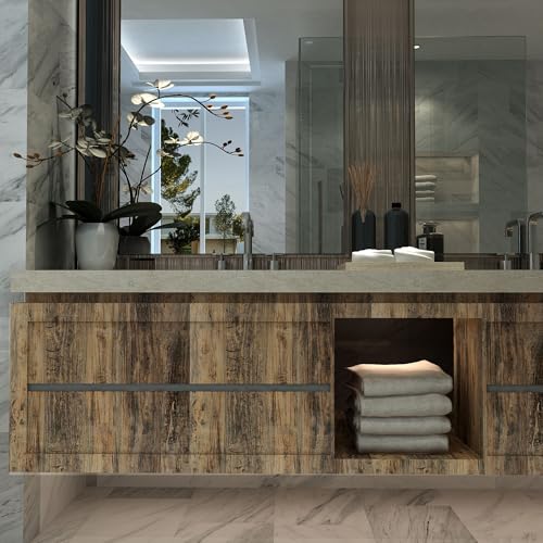 16"¡¿118" Thick Brown Grey Distressed Wood Wallpaper Peel and Stick Removable Gray Blue Faux Wood Grain Contact Paper Vinyl Wrap Self Adhesive Furniture Stickers for Dresser Cabinets Countertops