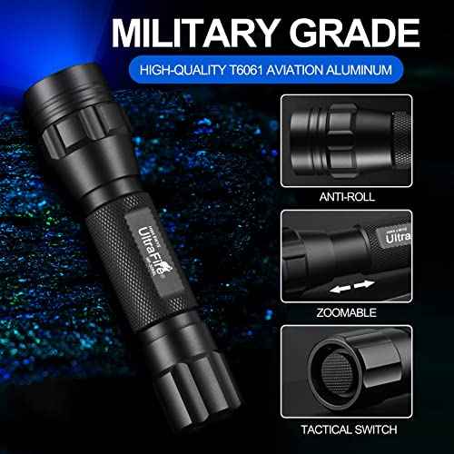 ULTRAFIRE Blue Light Flashlight, 450-460nm Single Mode LED Blue Flashlight, Portable Small Blue Light for Night Fishing and Outdoor Activities-Black House WF-508BL