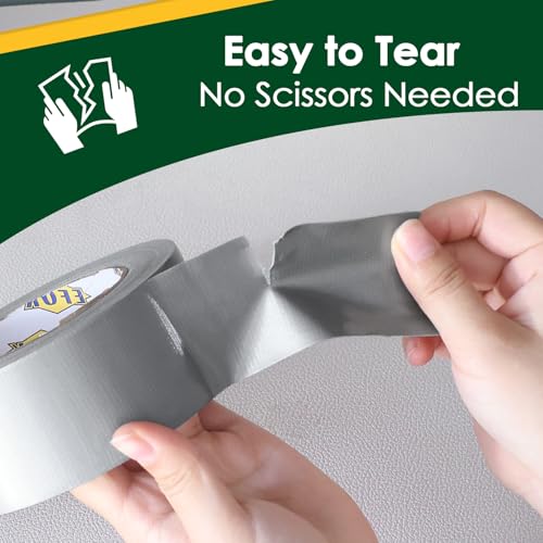 Duct Tape Heavy Duty Waterproof, Sliver Duct Tape 1.88 Inch X 90 Ft, Strong Adhesive for Indoor Outdoor Tear by Hand, 1 Pack