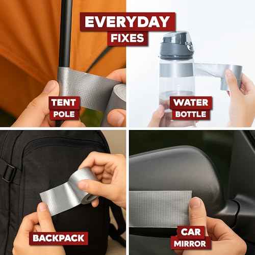 XFasten Mini Duct Tape Rolls With Rope - Grey/Silver 2 Inch x 20 Feet (3-Pack) 11mils Travel Small Roll - EDC Gear for Outdoor Camping Emergency Repair