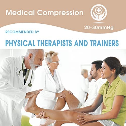 Compression Socks for Women & Men Open Toe (3 Pairs), Ankle Brace Compression Sleeve with Neuropathy, Foot Compression sleeve for Swelling, Pain & Plantar Fasciitis Relief (Beige, L)